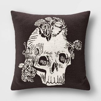 Woven Skull Square Throw Pillow Black/Almond - Threshold&#8482; | Target