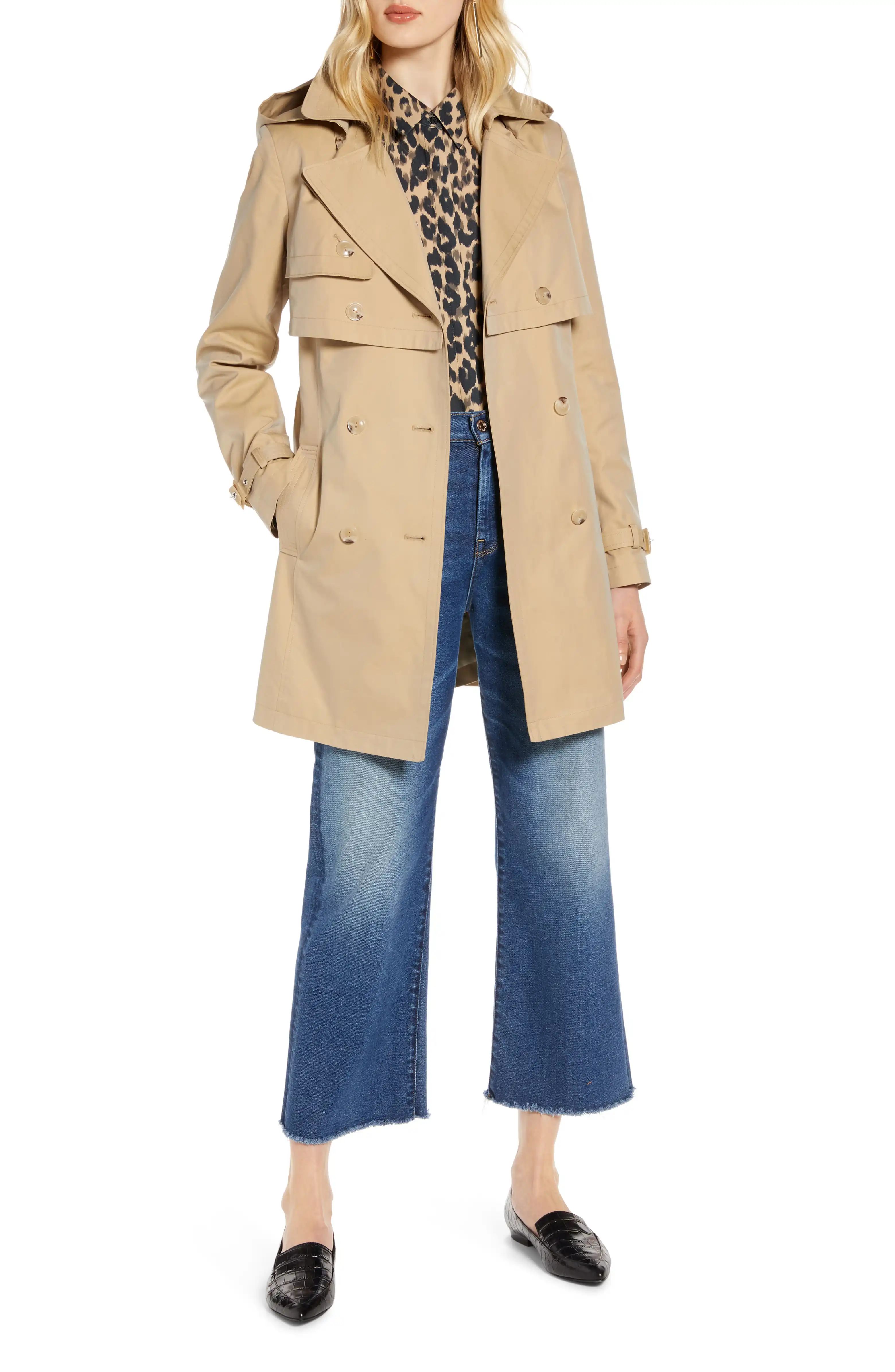 Double Breasted Trench Coat with Removable Hood | Nordstrom