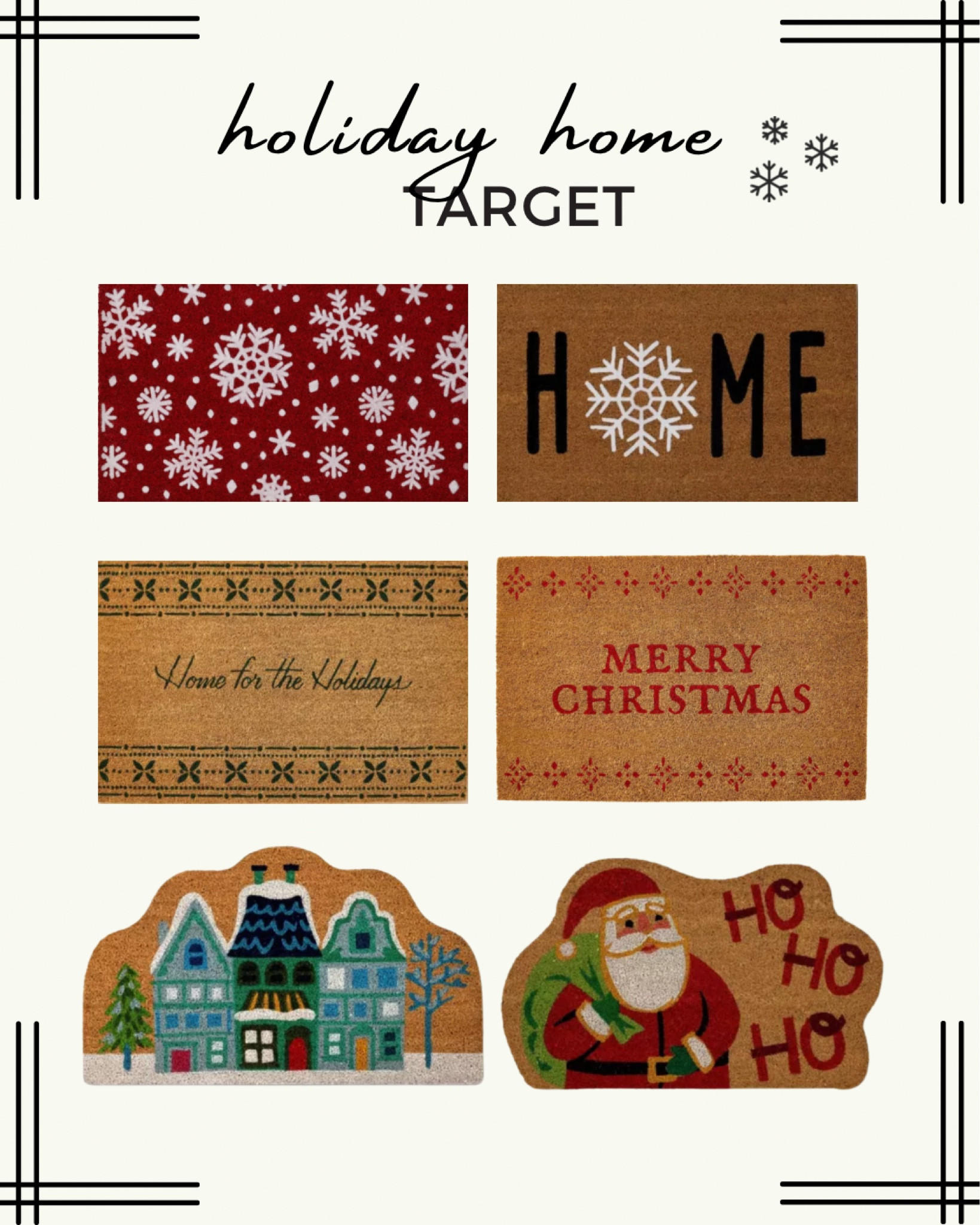 Doormats 
Winter decor
Target Christmas decor 
Target winter decor 

#LTKSeasonal #LTKHoliday #LTKGiftGuide