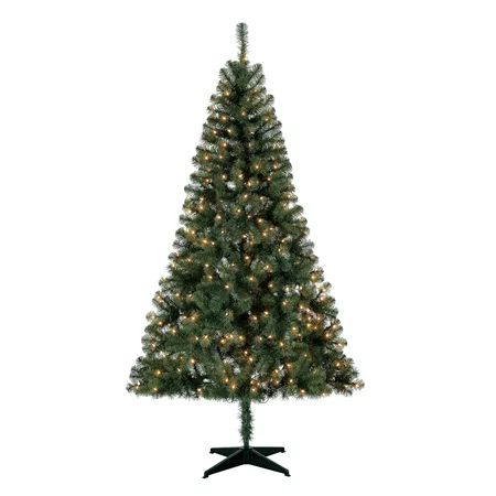 Holiday Time Pre-Lit 6.5' Madison Pine Green Artificial Christmas Tree, Clear-Lights | Walmart (US)