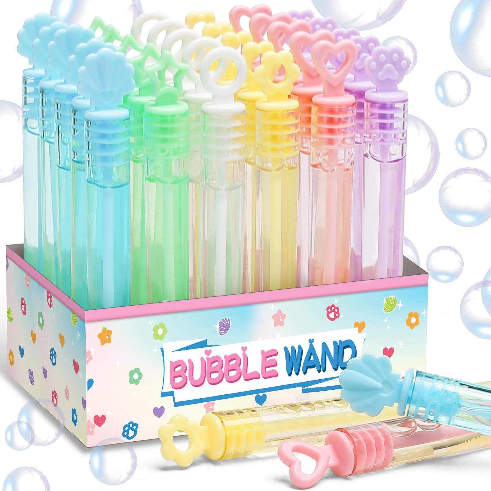 Bubble Party Favors for Kid, 30 Pack Mini Bubbles Bulk with Gift Box, Pastel Bubble Wand Sticks Toy for Party Supplies, Birthday, Wedding Decorations, Goody Bag Fillers Stuffers, Carnival Prizes | Amazon (US)