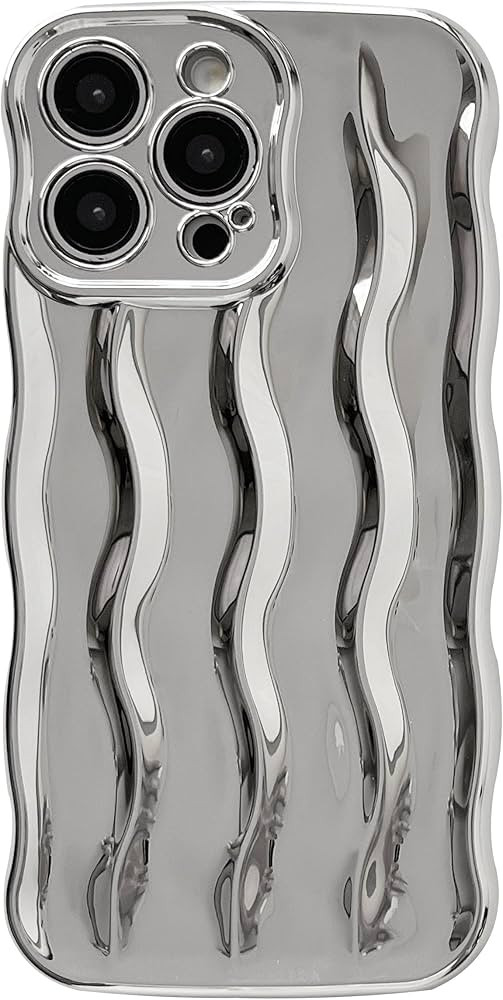 Caseative for iPhone 16 Pro Case,Water Ripple Pattern Curly Wave Frame Soft Phone Case (Silver) | Amazon (US)