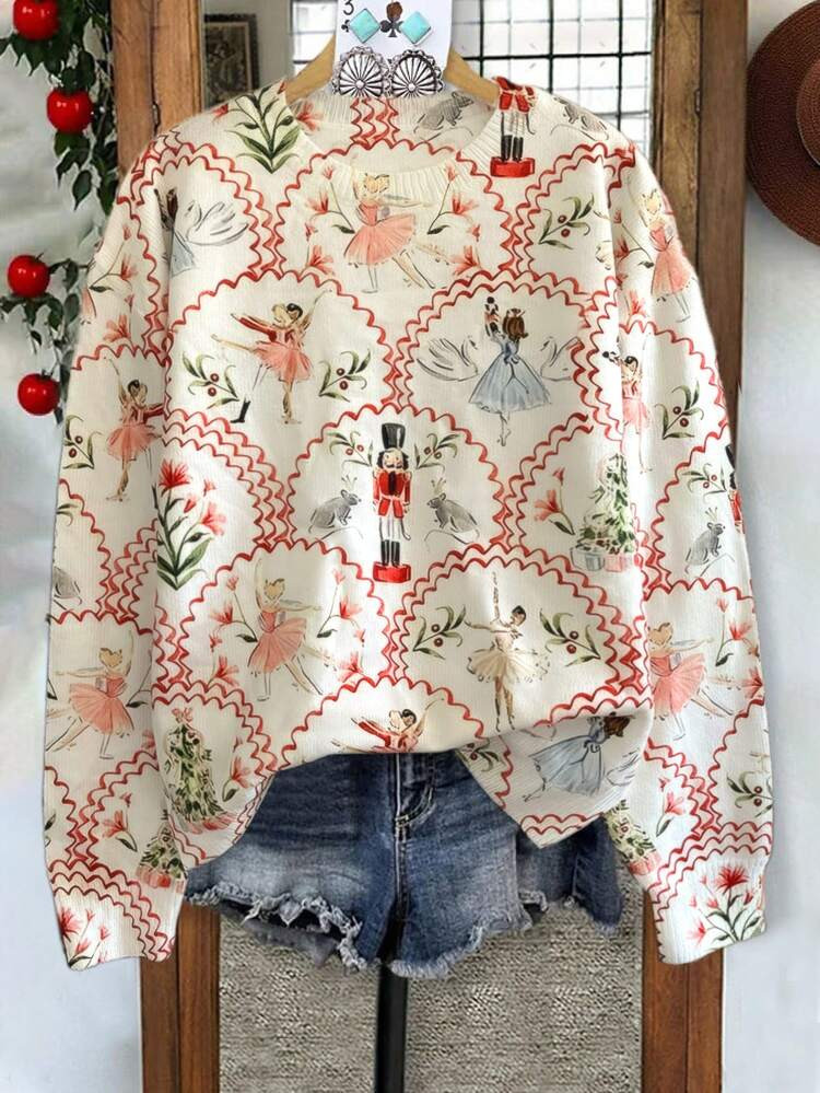 Linhara Plus Size Women's 2025 Christmas Nutcracker Random Print Ladies' Autumn/Winter Fashion Ca... | SHEIN