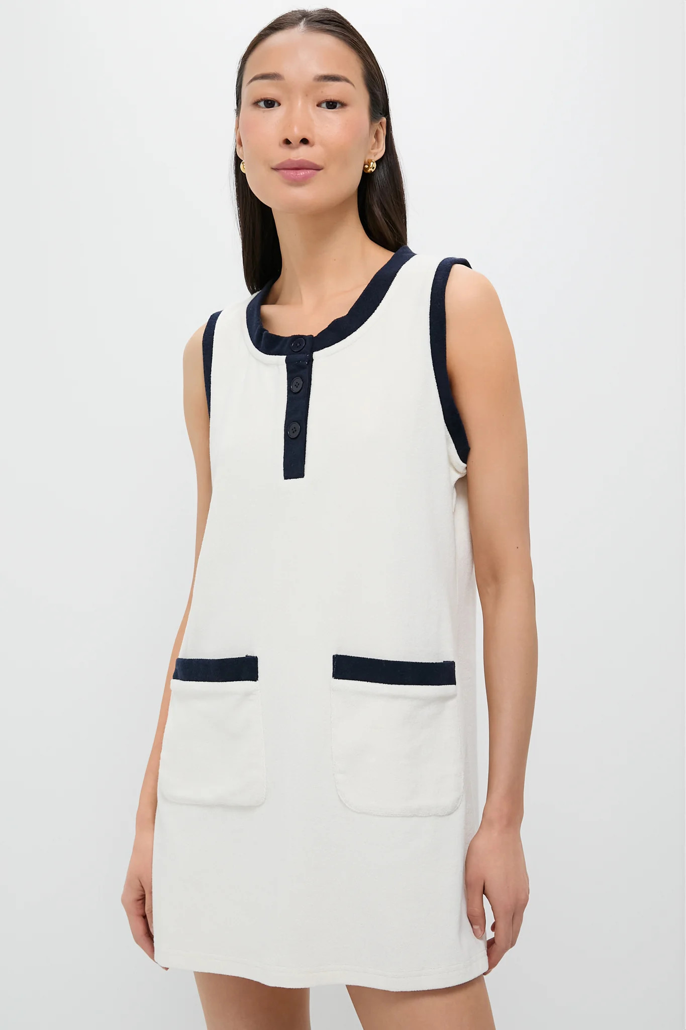 White and Navy Terrycloth Palermo Coverup | Tuckernuck (US)