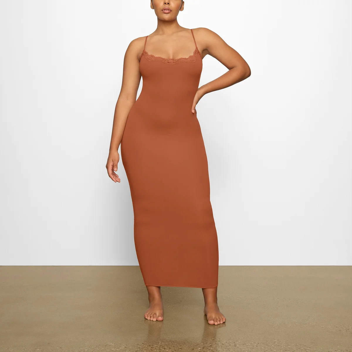 FITS EVERYBODY CORDED LACELONG SLIP DRESS$84 | SKIMS (US)