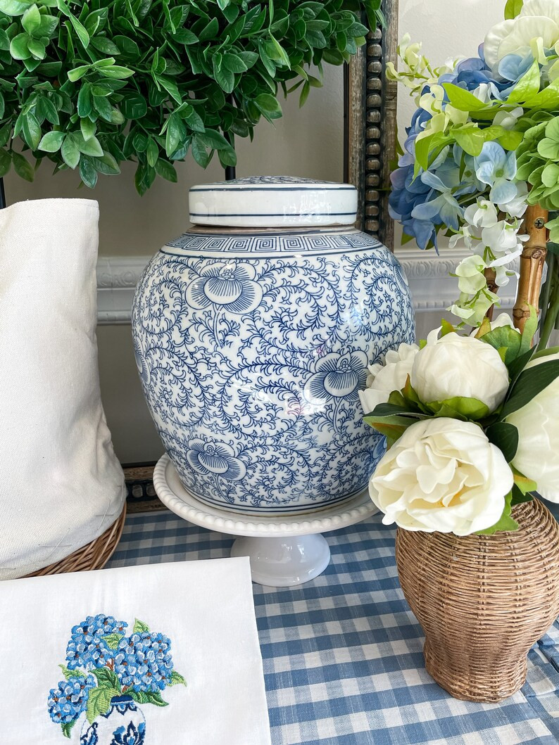 Scrolling Peony Jar - Etsy | Etsy (US)