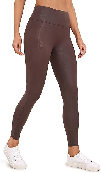 CRZ YOGA Butterluxe Womens Matte Faux Leather Leggings 26.5" / 28" - No Front Seam High Waist Str... | Amazon (US)