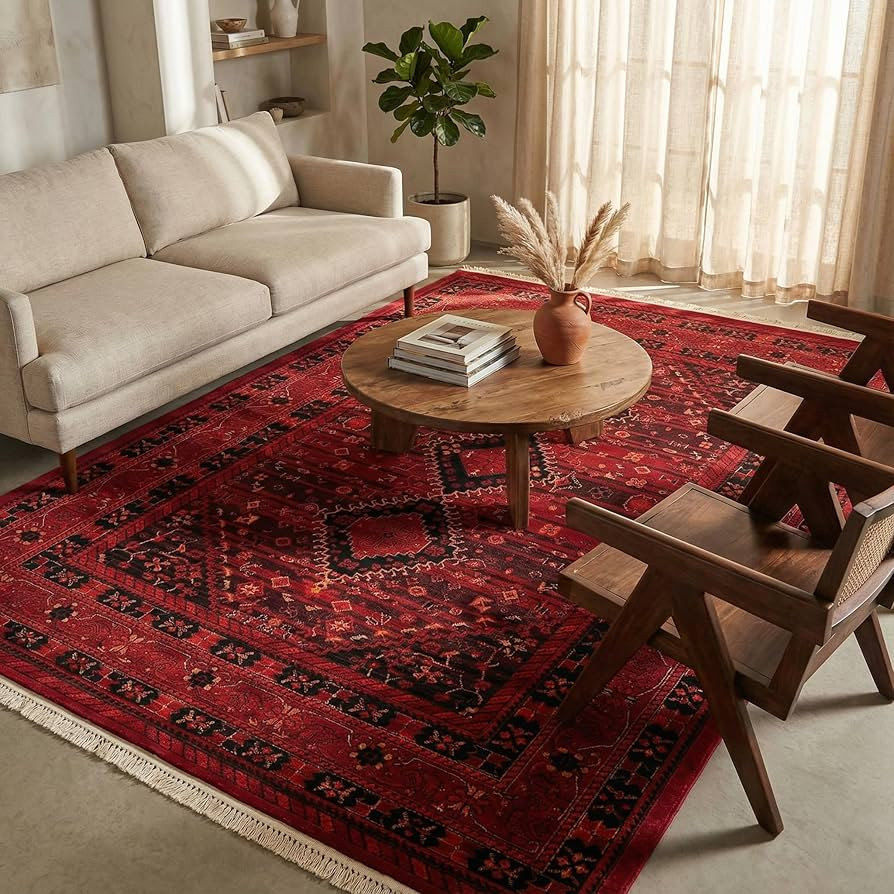 Unique Loom Tekke Collection Area Rug - Sheibani (6' 1" x 9' Rectangle, Red/ Black) | Amazon (US)
