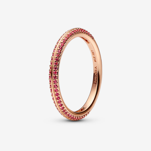 Pandora ME Red Pavé Ring - 14k Rose gold-plated unique metal blend / Synthetic Ruby / Red - Sz. 3 | Pandora US