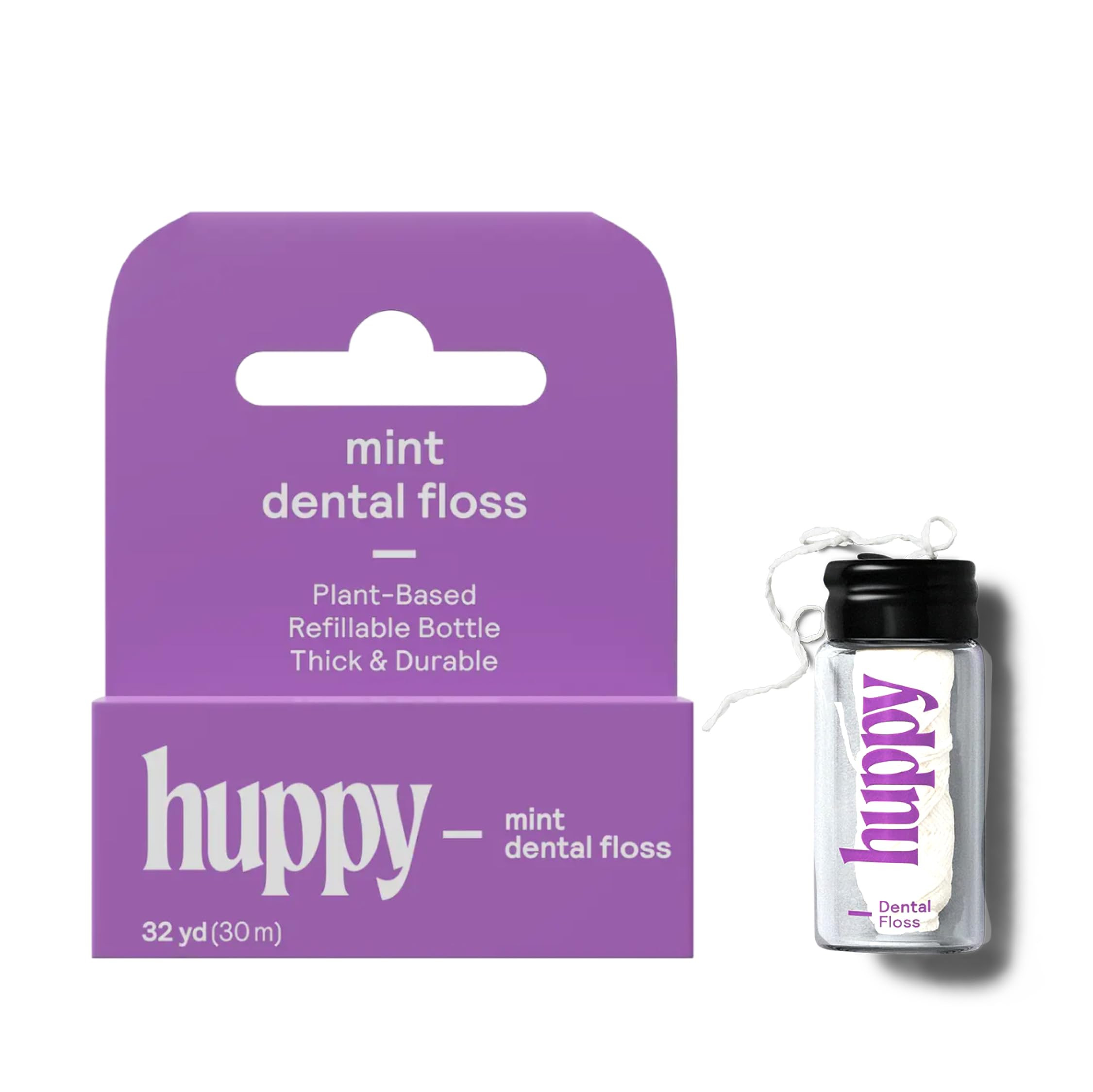 HUPPY Plastic-Free Vegan Dental Floss – Compostable Corn-Starch & Candelilla Wax Floss in Refil... | Amazon (US)