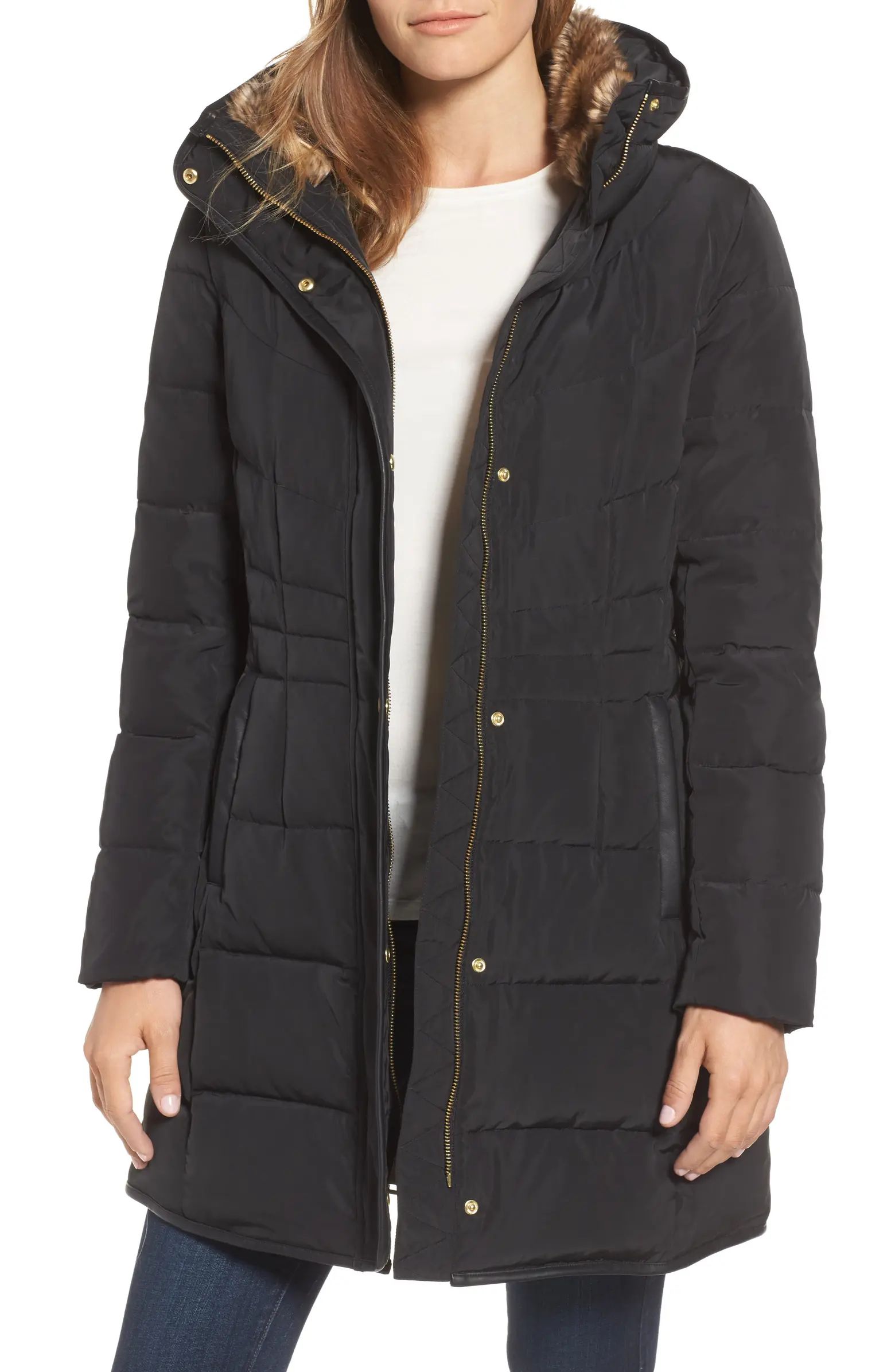 Cole Haan Signature Cole Haan Quilted Down & Feather Fill Jacket with Faux Fur Trim | Nordstrom | Nordstrom