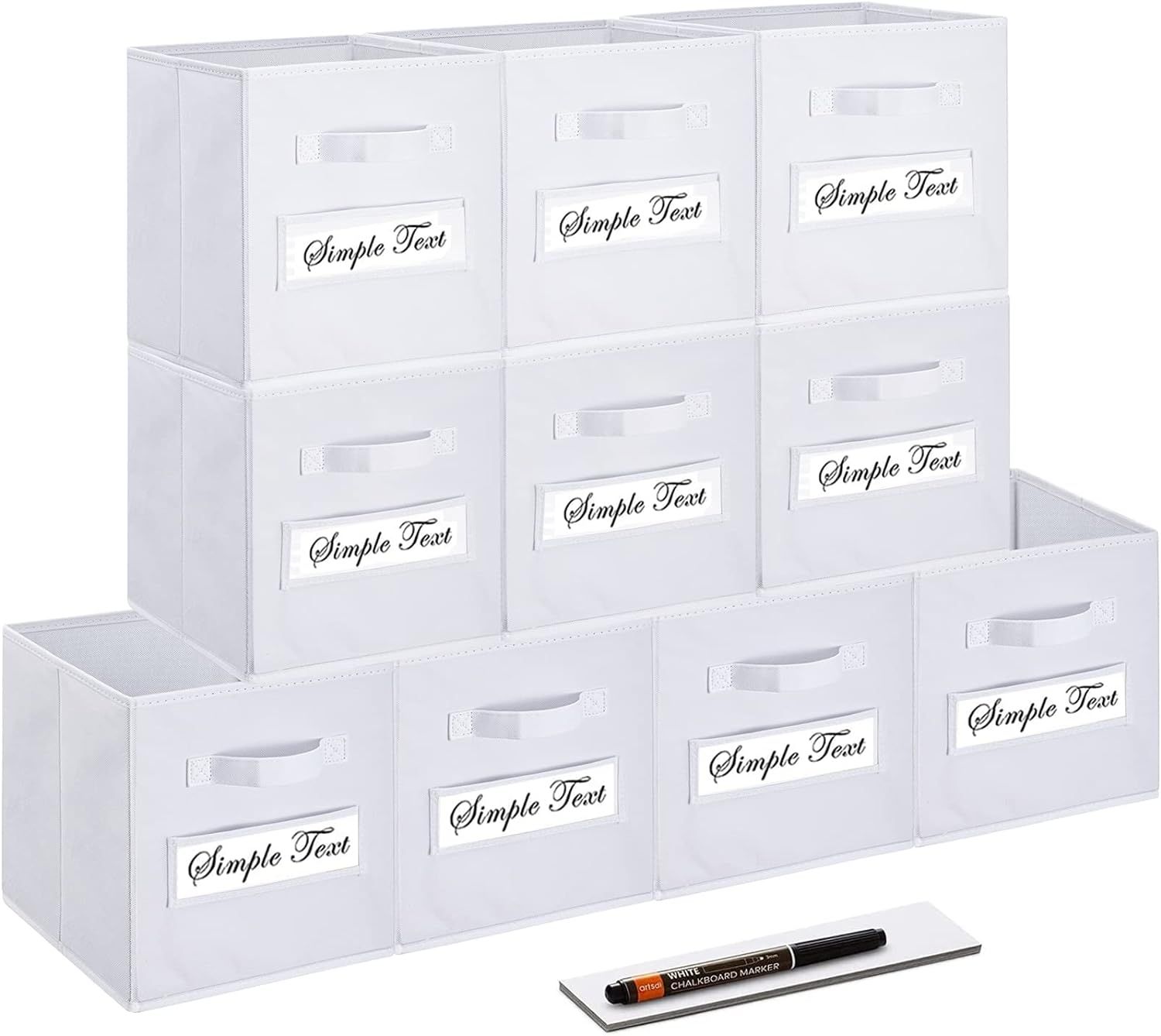 artsdi Set of 10 Storage Cubes, Foldable Fabric Cube Storage Bins with 10 Labels Window Cards & a... | Amazon (US)