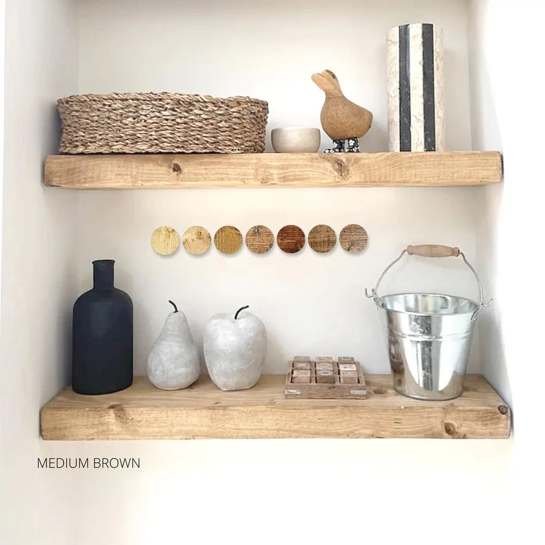 Rustic Floating Shelf, Handmade, Solid Wood Wax Finish, Fixings Included, 15cm Deep - Etsy UK | Etsy (US)