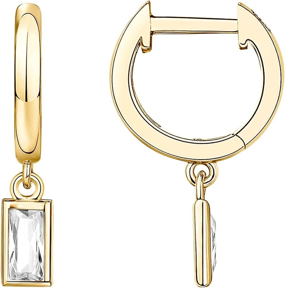 14K Gold Plated S925 Sterling Silver Post Lightweight Drop/Dangle Huggie Earrings for Women | Bez... | Amazon (US)