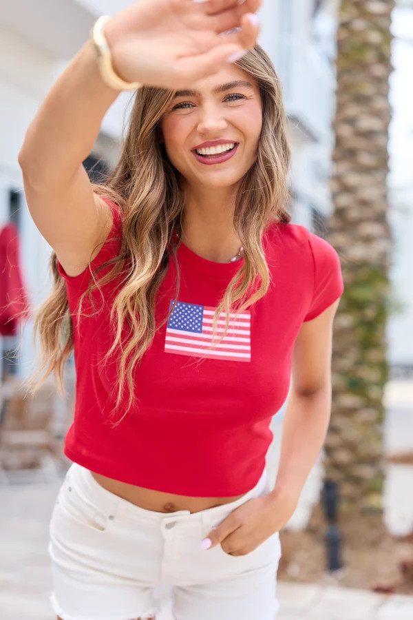 American Flag Red Baby Graphic Tee | Pink Lily