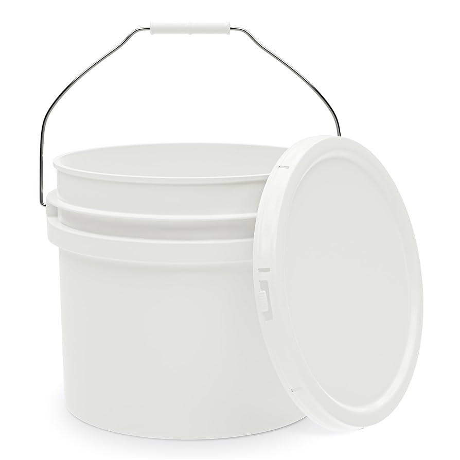 3.5-Gallon White Bucket Pail Container with Lid | Food Grade | Heavy-Duty Extra Durable | Metal H... | Amazon (US)