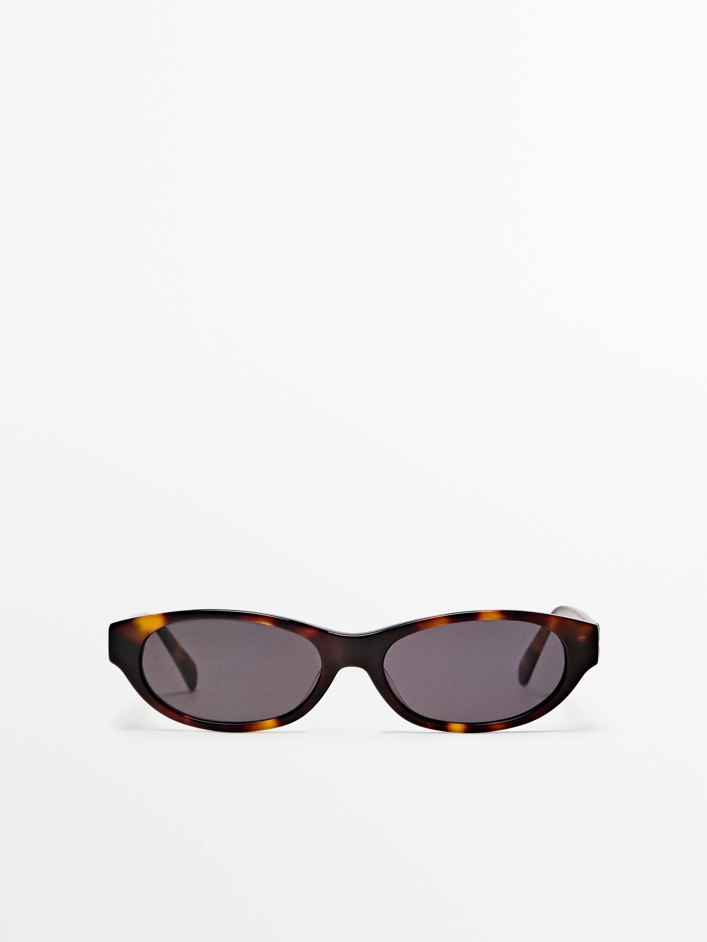 Narrow tortoiseshell-effect sunglasses | Massimo Dutti UK