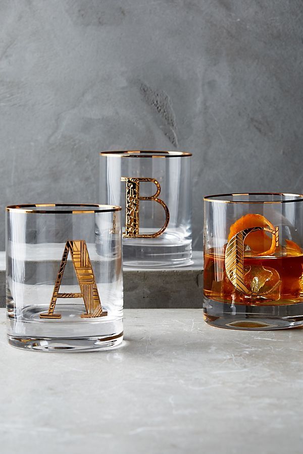 Gilded Monogram DOF Glass | Anthropologie (US)