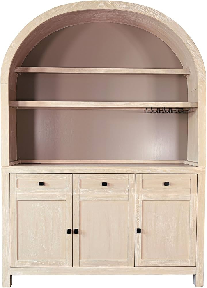 Sunny Designs Arched Wood Bar Hutch with Glass Storage | Amazon (US)