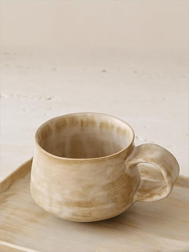 WENSHUO Stoneware Coffee Mug for Espresso/Coffee Cup,Novelty Unique Tea cup with Handmade wrinkle... | Amazon (US)