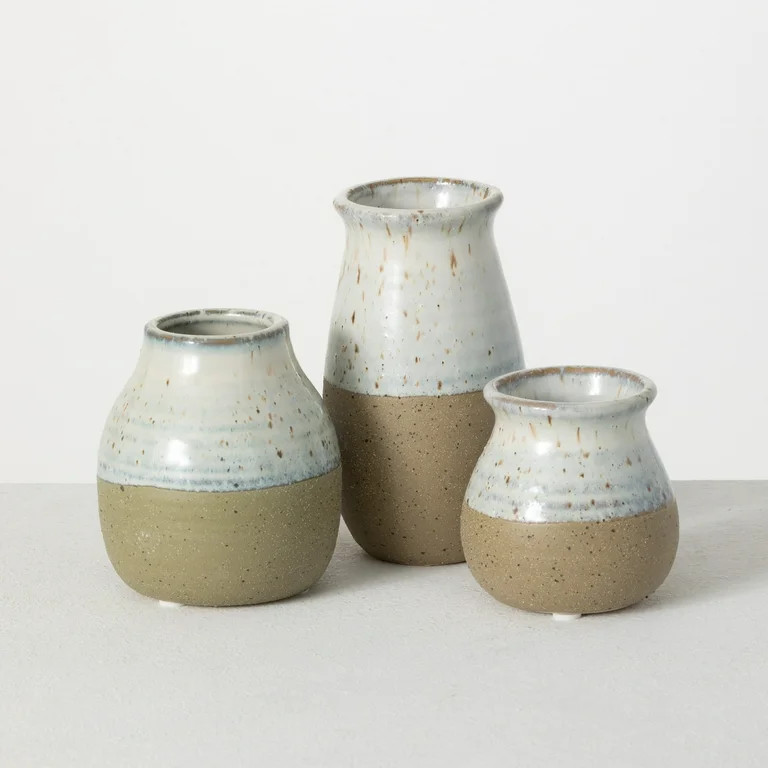 Sullivans Set of 3 Petite Blue and Brown Ceramic Vases 3"H, 4.5"H & 5.5"H - Walmart.com | Walmart (US)