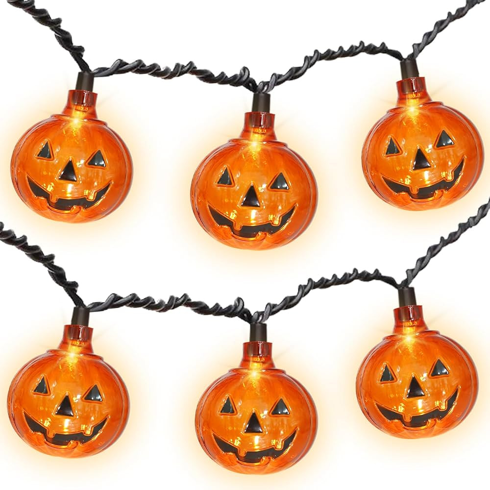 SUNSGNE Halloween Pumpkin LED String Lights, 8.5Ft Halloween String Lights with 10 PCS Jack O Lan... | Amazon (US)