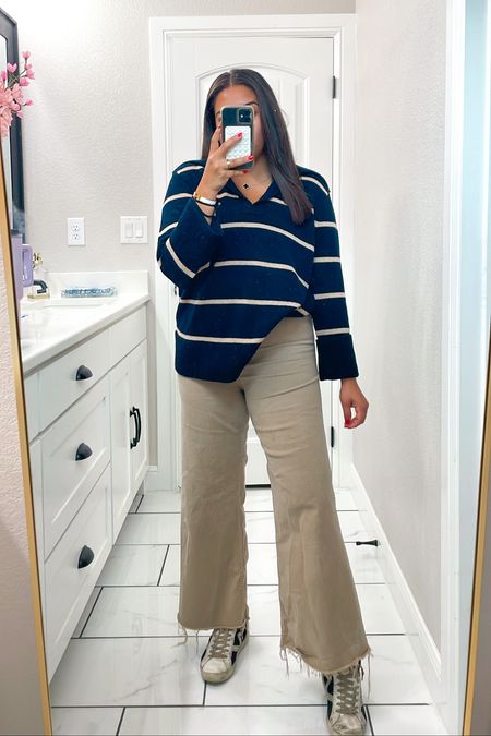 Tuesday Work outfit 

Wide leg pants | striped sweater | grand millennial outfit | fall outfit inspo | workwear | 

#LTKSeasonal #LTKworkwear #LTKstyletip