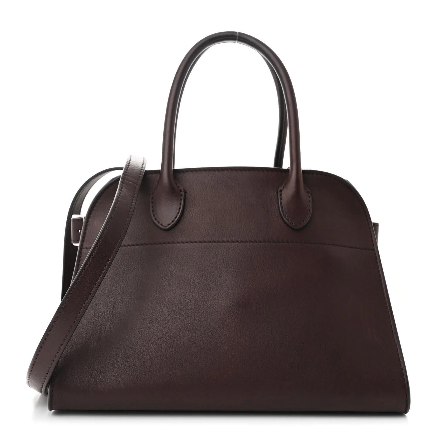 The Row Polished Saddle Calfskin Soft Margaux 10 Bag Dark Brown 1700714 | FASHIONPHILE (US)