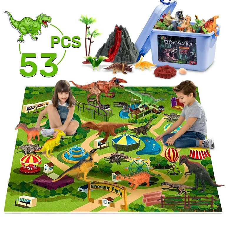 Wisairt Dinosaur Toys for kids,53 PCS Dinosaur Play Set with Activity Play Mat,Dinosaur Figures,T... | Walmart (US)