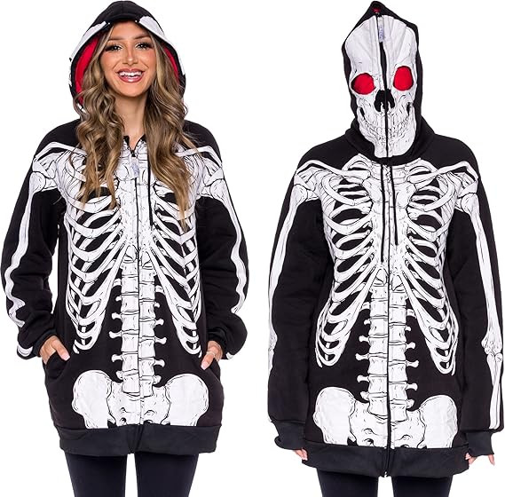 Funziez! Fun Halloween Hoodies, Pumpkin and Skeleton Pullover Costumes, Adult Hooded Sweatshirts ... | Amazon (US)