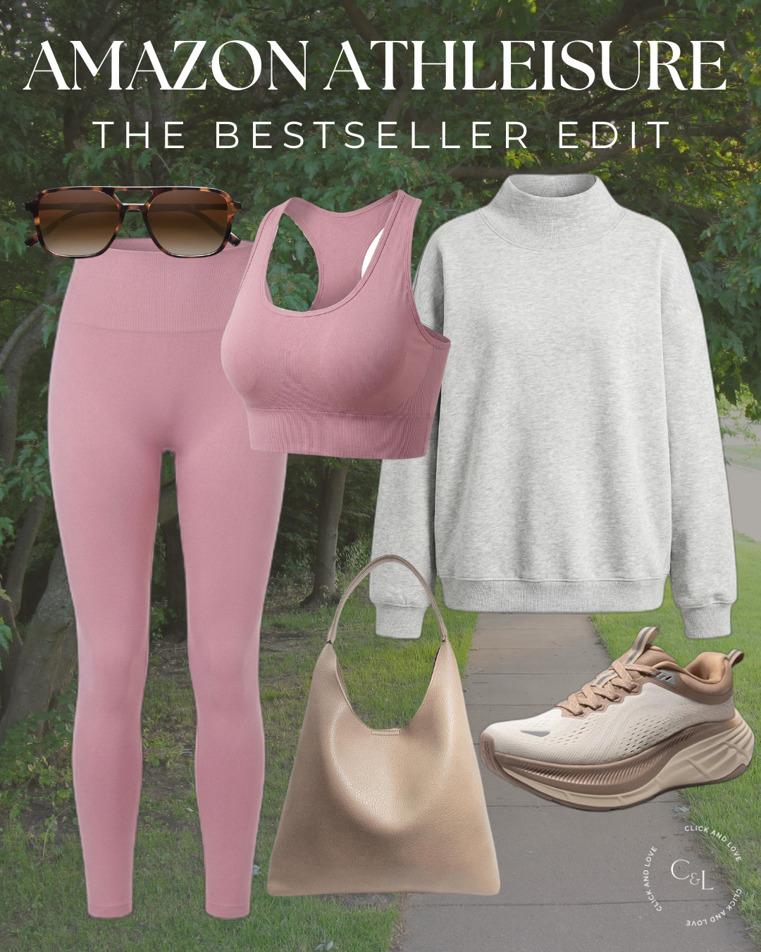 A pink seamless workout set layered under a cozy gray sweatshirt. Add a slouchy hobo bag and cushy walking sneakers and you are good to go. Gym to coffee in one outfit! 

 #athleisure #amazonfashion #amazonfinds #workoutset #matchingset #seamlessleggings #sportsbra #sweatshirt #mockneck #hobobag #walkingshoes #sneakers #activewear #gymoutfit #comfyoutfit #founditonamazon #LTKActive
