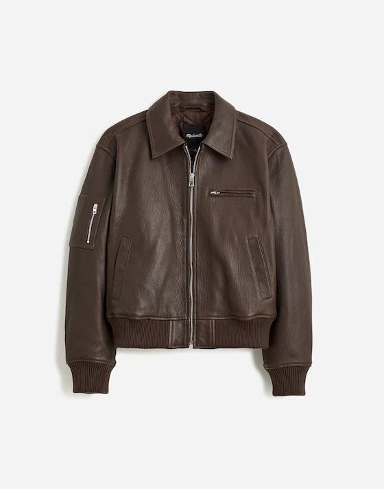 Relaxed Leather Bomber Jacket | Madewell