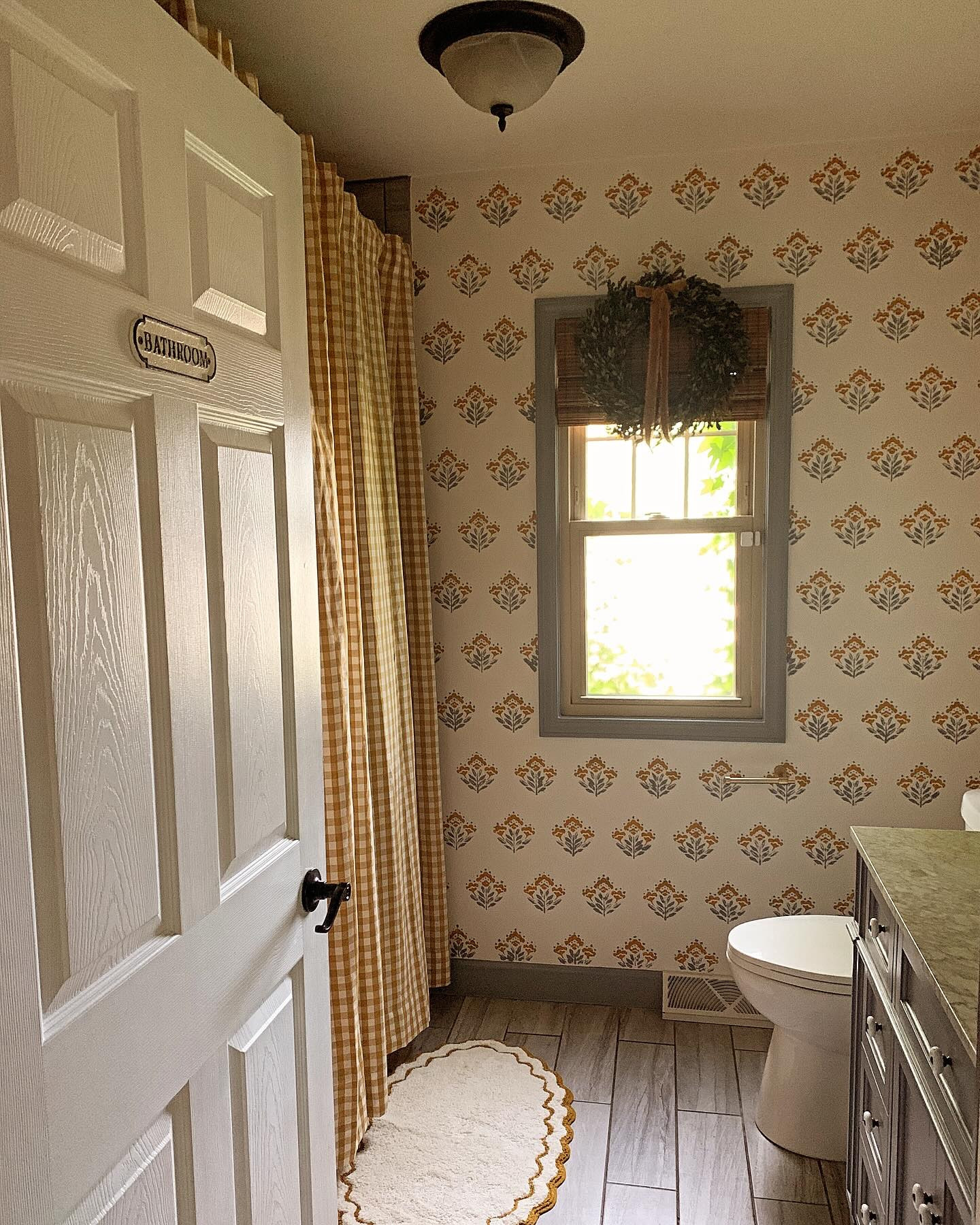 You can’t call your home a cottage without some form of wallpaper, right? Well, we have plaster walls. It didn’t stop me from trying but the wallpaper didn’t stick for long. I found a solution though! I’ve been stenciling the walls of the bathroom and I’m in love with the results. Stenciling allows you to customize your color scheme and choose your own design. The mustard yellow screams cottage. I’m not completely finished but I couldn’t wait to post the progress, especially after the shots turned out so well. I’ll post a before and after of the bathroom tomorrow, I promise.

#englishcottage #englishcottagestyle #cottagecoreaesthetic #cottagecorestyle #cottage #acnhcottagecoreinspo #cottagecore #frenchcountry #frenchcountrystyle #frenchcountrycottage #cottagebathroom  #interiordesign #interiordesigninspiration