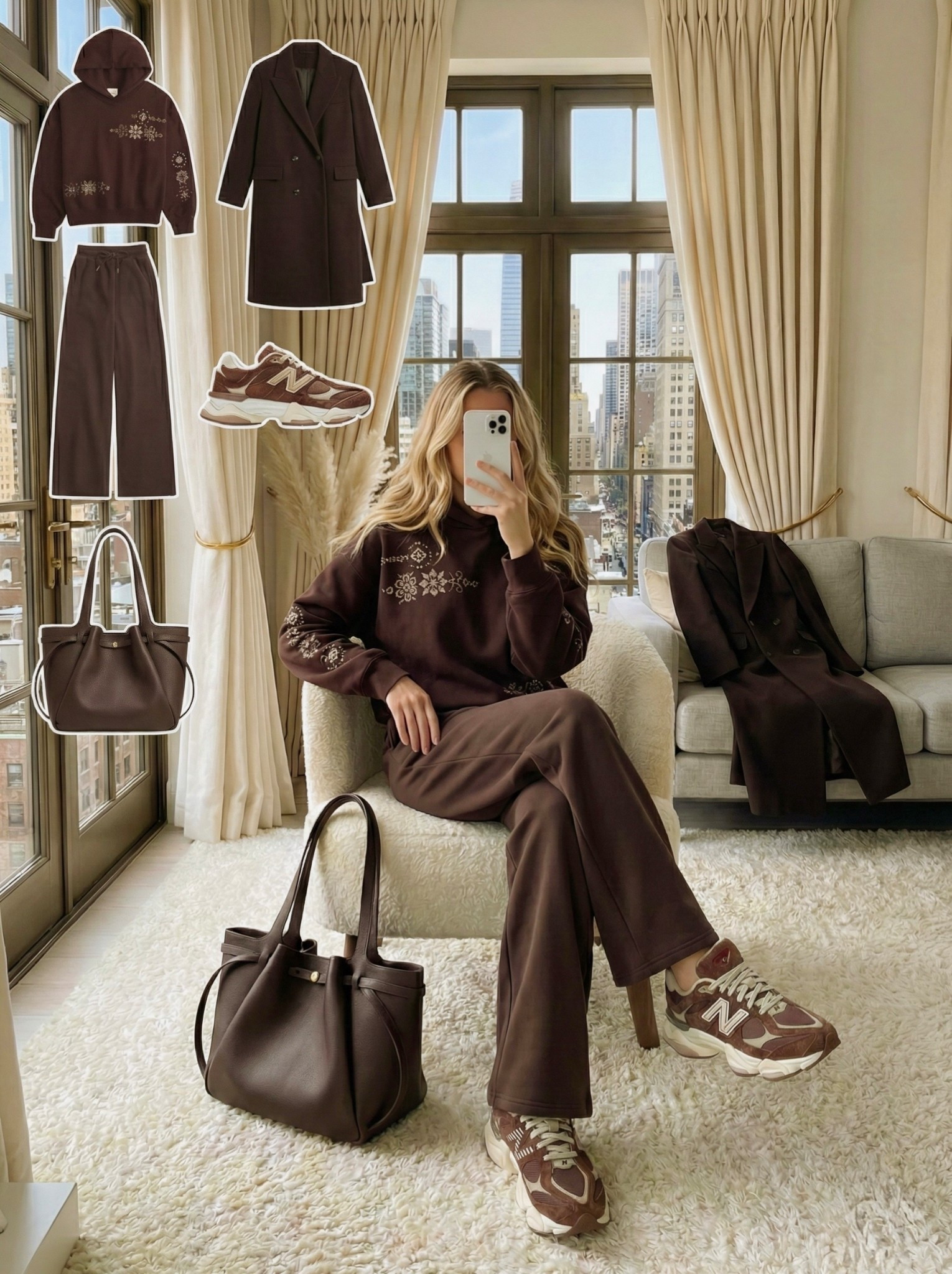 ✨ Airport Comfort in Chocolate Tones ✨

A cozy travel set that keeps things soft, warm, and polished from curbside drop off to boarding. The embroidered hoodie adds a pretty touch while staying relaxed, and the matching wide leg joggers make long flights feel effortless. A tailored coat on top brings instant structure so the whole look feels elevated without losing comfort.

Chunky sneakers are ideal for airport walks, and the roomy tote fits snacks, chargers, and all your in flight essentials.

🤎 Travel notes
• Embroidered hoodie for a cute cozy layer
• Matching joggers for full comfort
• Tailored coat to pull everything together
• Chunky sneakers for easy movement
• Spacious tote for all your travel must haves

Linked for your next travel day ✈️

#LTKootd #LTKTravel #LTKgrwm