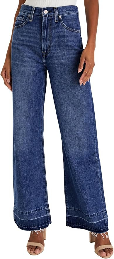 Astylish Women's High Waisted Wide Leg Jeans Trendy Straight Leg Jeans Zimbaplatinum Denim Pants | Amazon (US)
