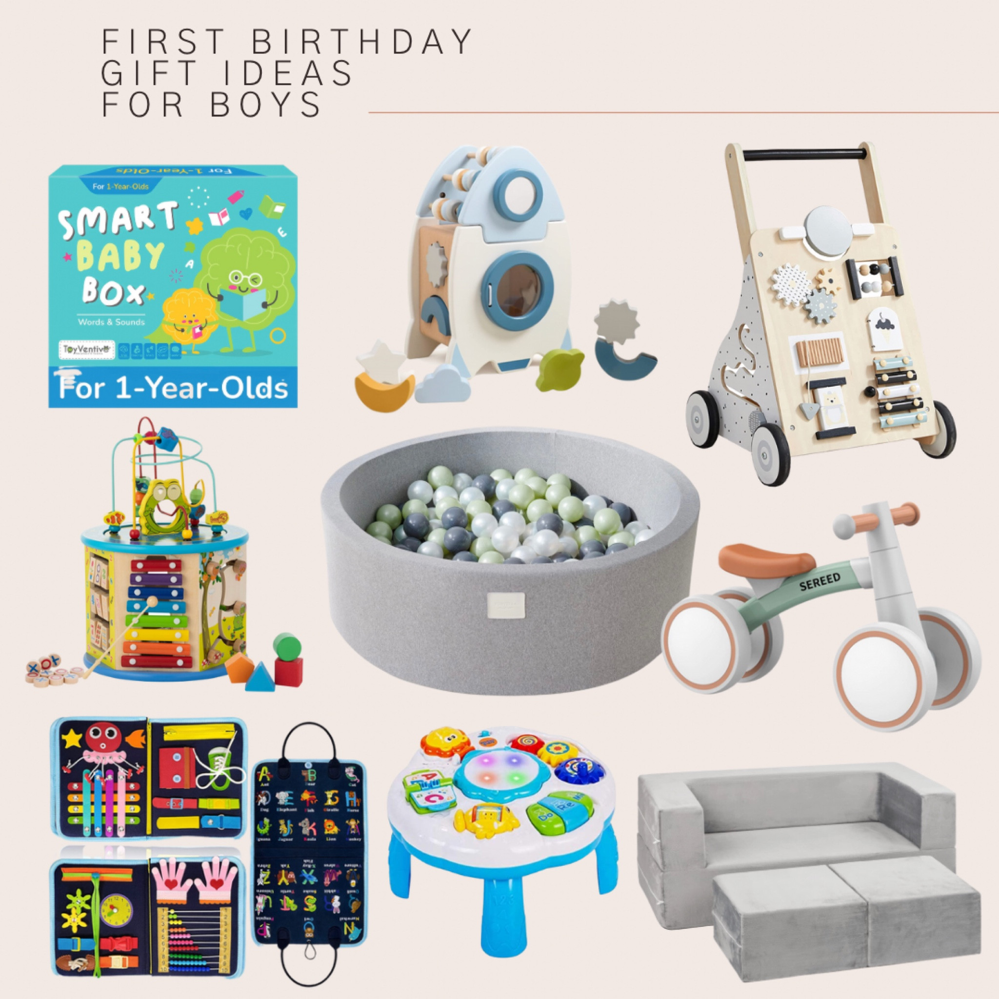 First birthday gift ideas from Amazon. 

Amazon finds
Ball pit
Walker
Wooden walker
Nugget dupe
Toddler couch
Busy board
Activity block
Activity table
Toddler bike
First bike
First birthday
Birthday ideas 
Gift ideas 

#LTKFind #LTKGiftGuide #LTKkids