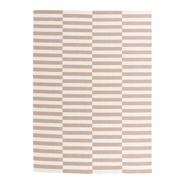 Veneto Striped Cotton Taupe/Ivory Area Rug | Wayfair North America