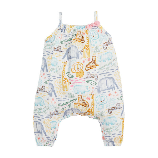 Mud Pie Infant Girl's Safari Baby Romper, Size 9-12 Months | 100% Cotton | Mud Pie
