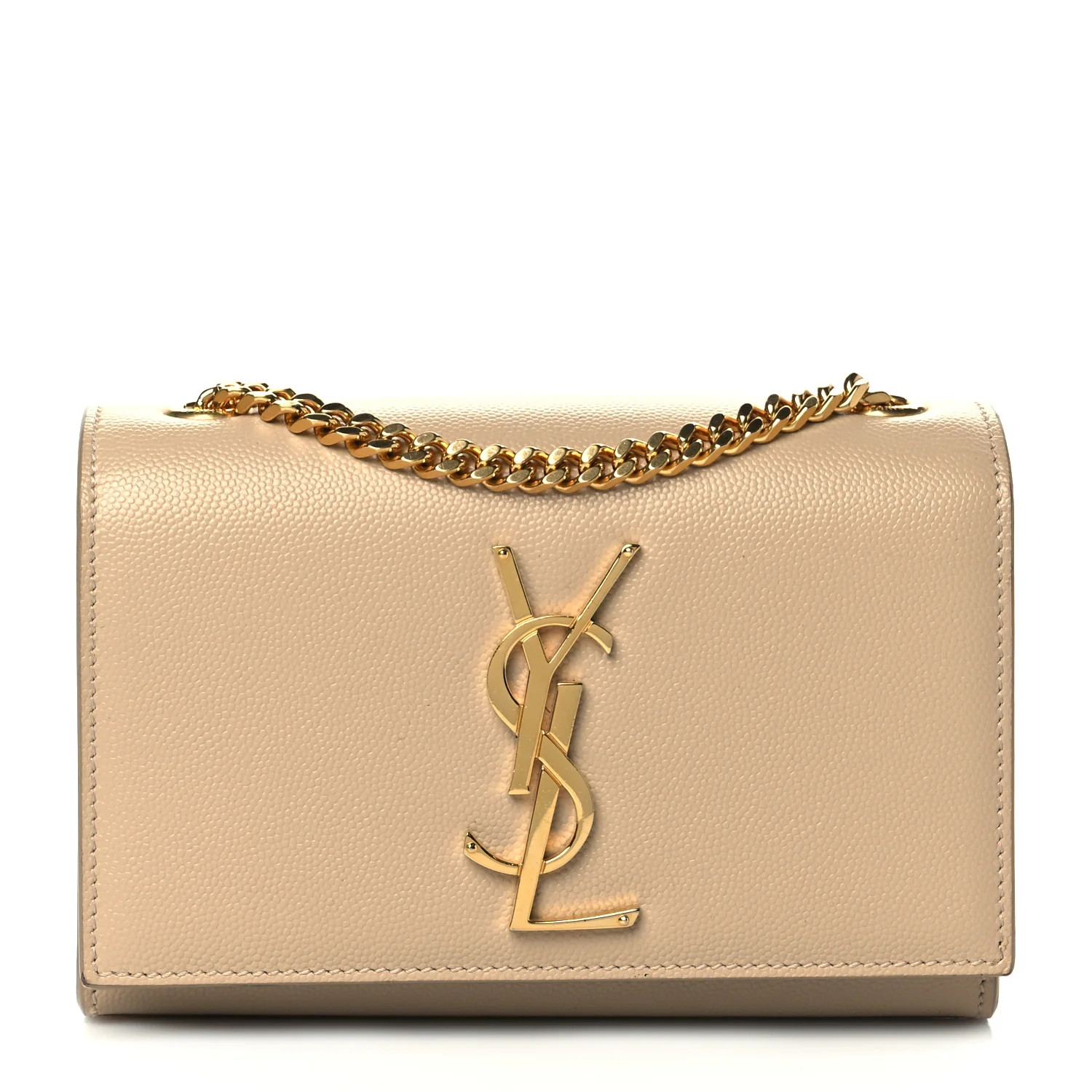 SAINT LAURENT Grain De Poudre Small Monogram Kate Satchel Nude Powder | FASHIONPHILE (US)