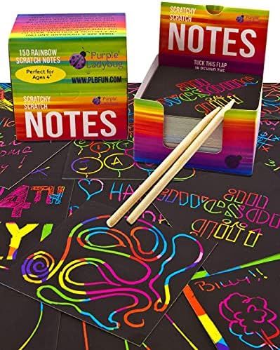 PURPLE LADYBUG Rainbow Scratch Art for Kids Mini Notes - Stocking Stuffers for Teens & Adults - F... | Amazon (US)