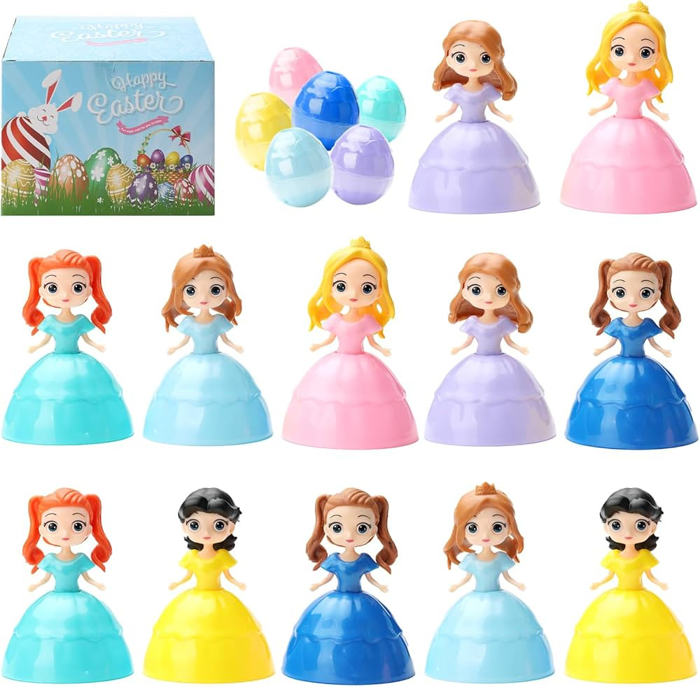 12Pcs Easter Egg Prefilled Princess Toys Easter Gifts for Kids Basket Stuffers Hunting Eggs Party... | Amazon (US)