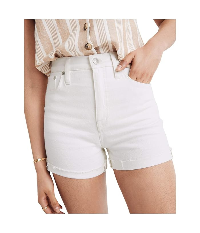 High-Rise Denim Shorts in Tile White | Zappos