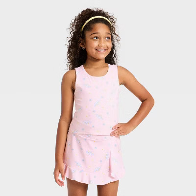 Girls' Cinnamoroll Floral Printed Active Long Line Top - Light Pink S | Target