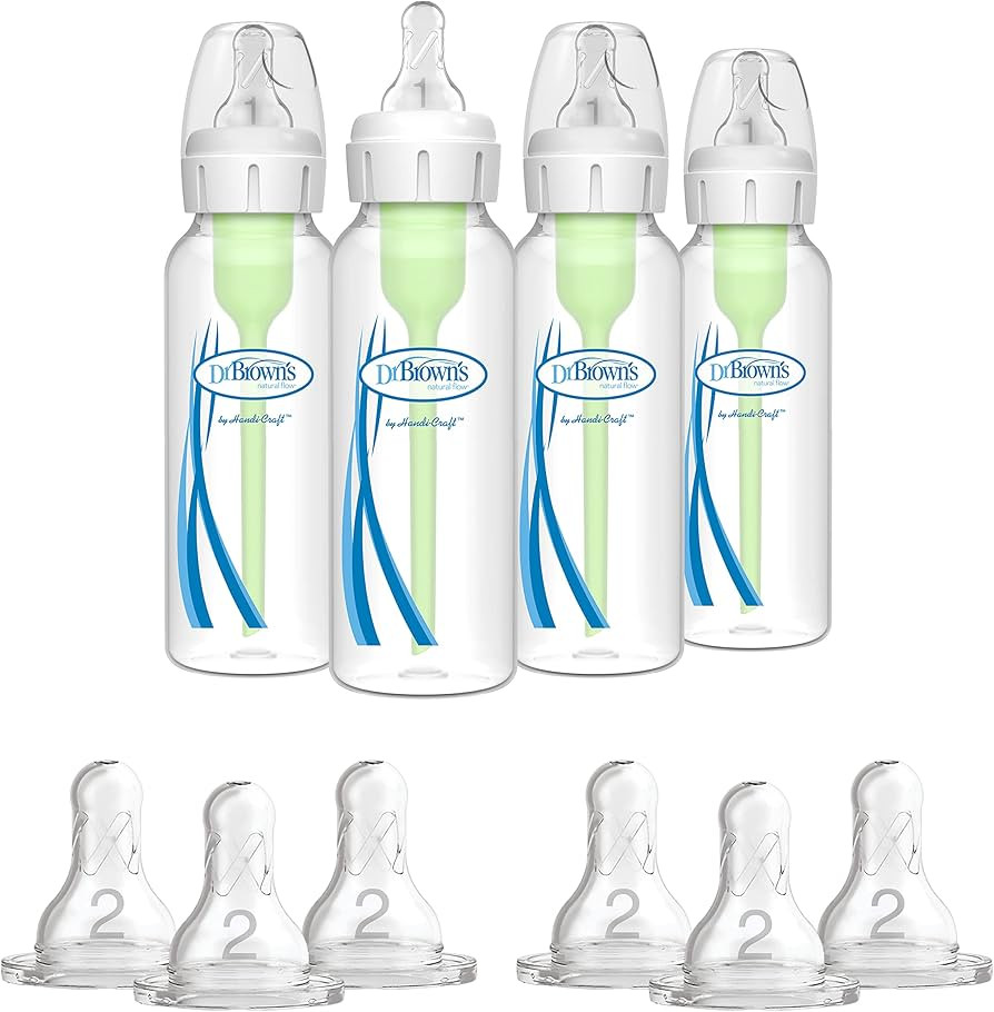 Dr. Brown's Options+ Anti-Colic Baby Bottle - 8oz - 4 Pack and Dr. Brown's Original Nipple, Level... | Amazon (US)