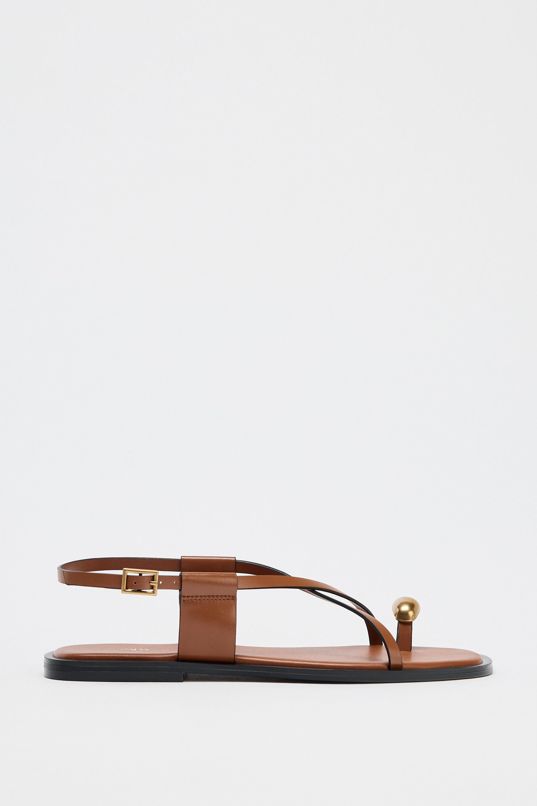 FLAT SANDALS WITH METAL TOE DETAIL | Zara UK