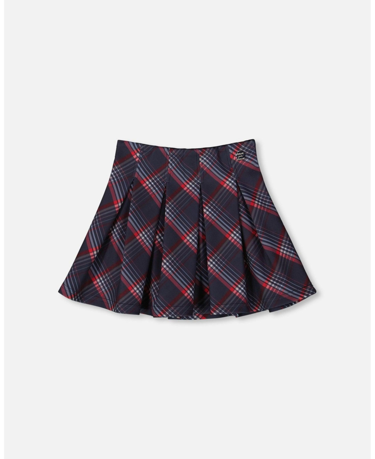Deux par Deux Girl Pleated Milano Skirt Red and Navy Plaid - Child - Red navy plaid | Macy's