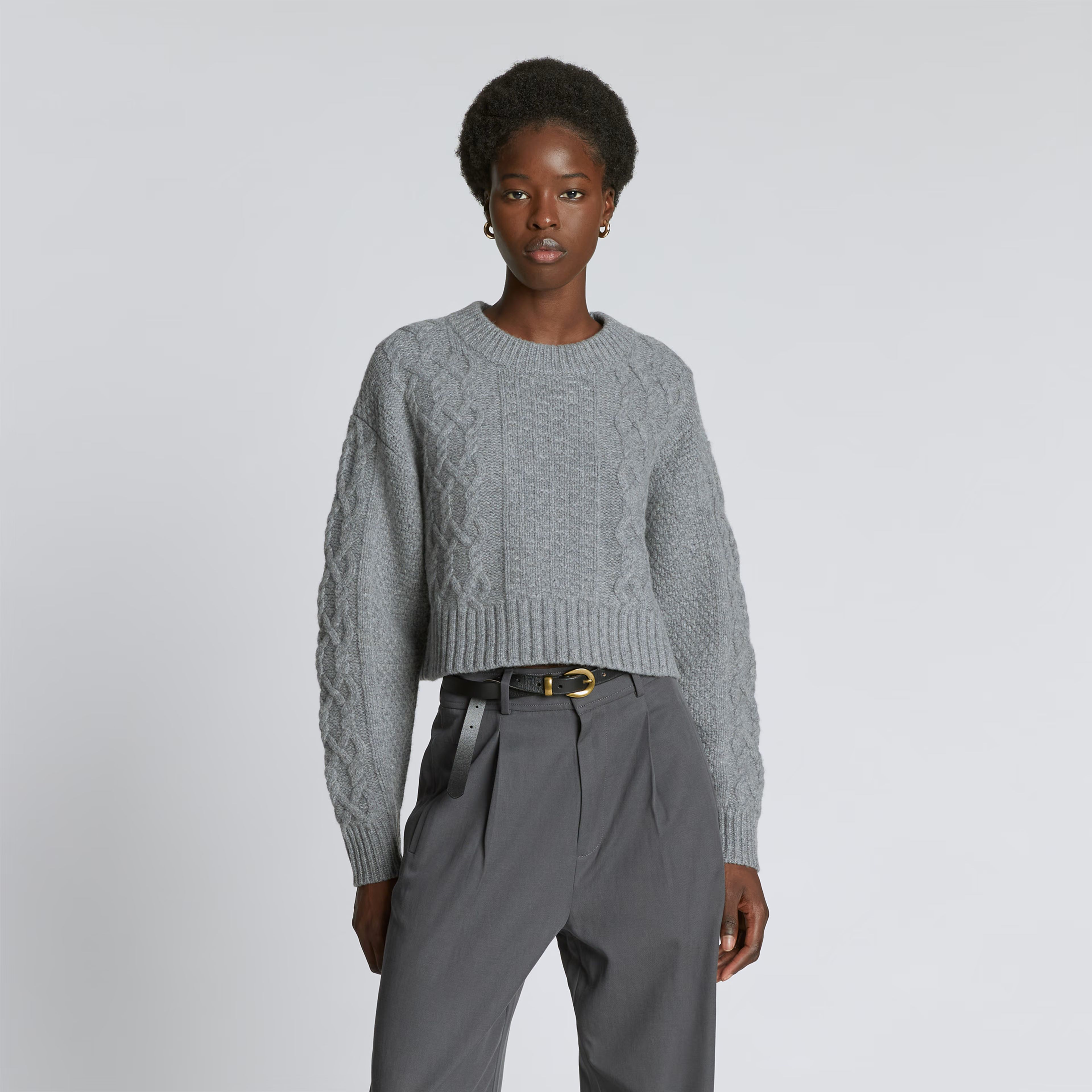 The Felted Merino Cropped Cable Sweater | Everlane