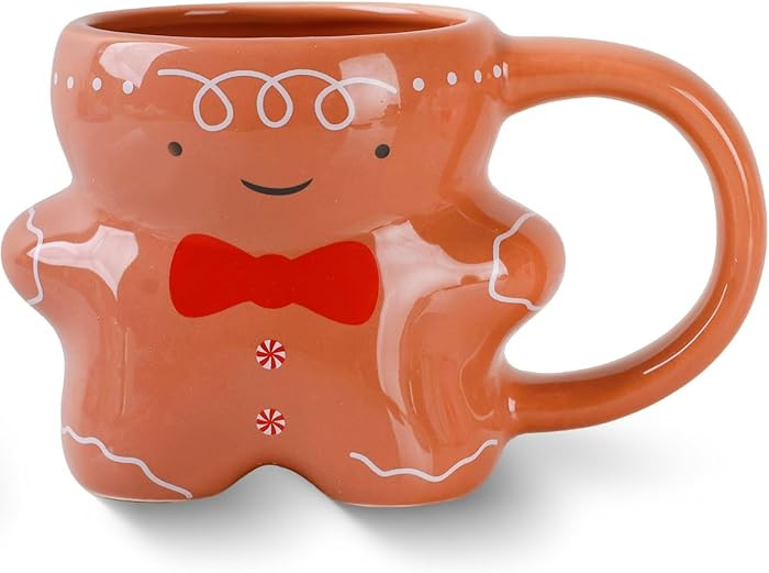 Gingerbread Mug, 18 oz Ceramic Christmas Cup Cute Christmas Gift for Coffee, Tea, Hot Chocolate, ... | Amazon (US)