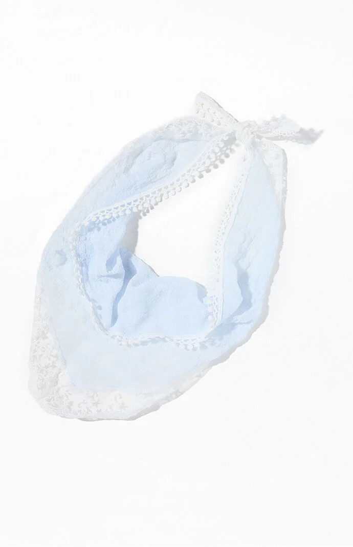 Blue Gauze Lace Trim Headband | PacSun
