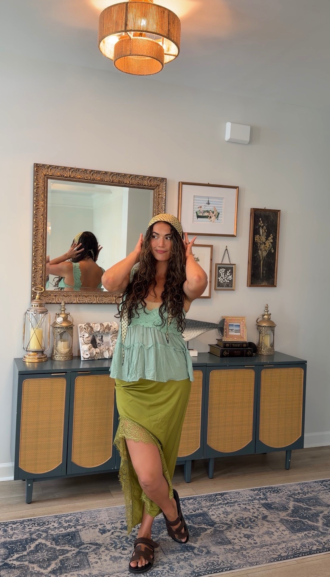 Feel like a mermaid is this one 🧜🏻‍♀️✨ skirt is from Amazon (makemechic satin lace midi skirt) 💚